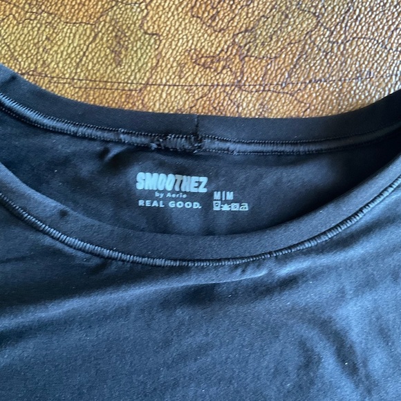 Aerie Black Short Sleeve Bodysuit Smoothez - Picture 4 of 7